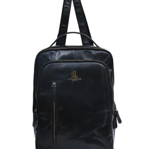 Leather Backpack, Multiple Compartments with Brass Zippers