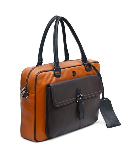 Lumen Luxury Leather  Laptop Bag, 15.6 inch, Brown, Business Briefcase