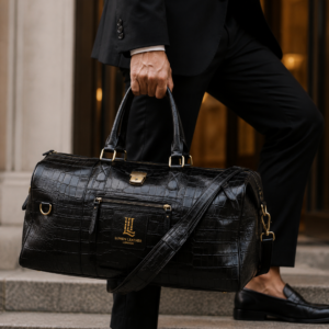 Leather Duffle Bag, Travel Bag Black
