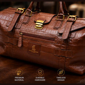 Lumen Luxury Leather  Duffle Bag, Travel Bag  Brown